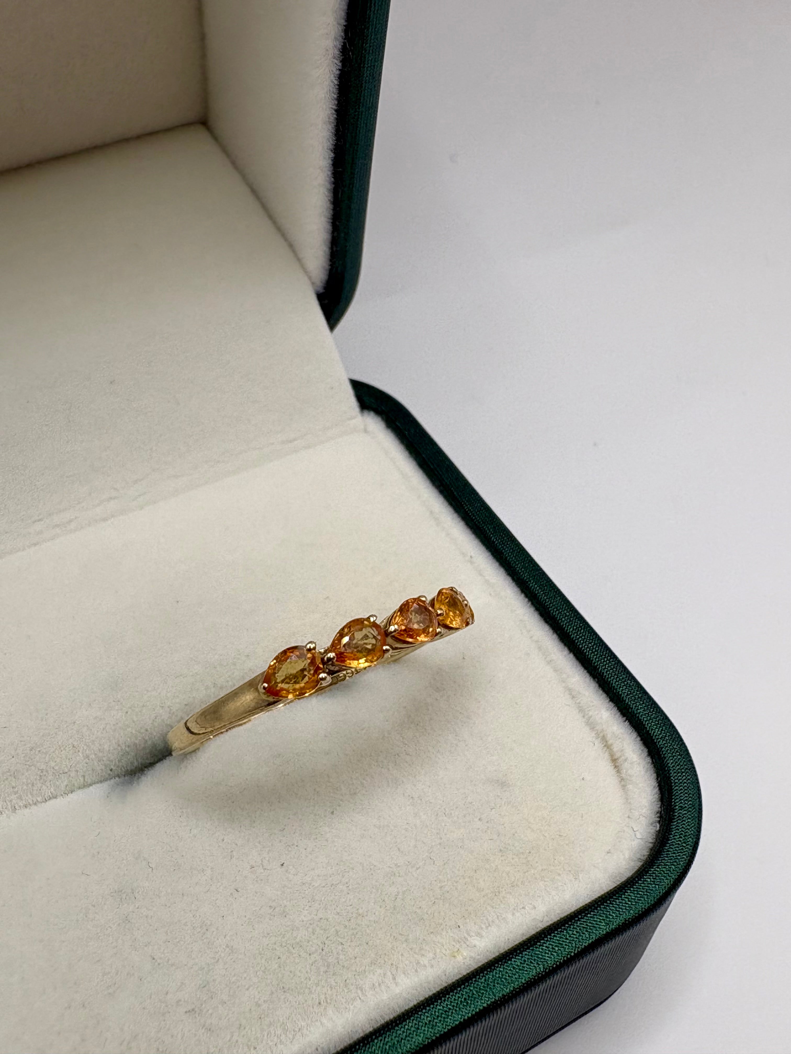 9ct gold orange sapphire ring
