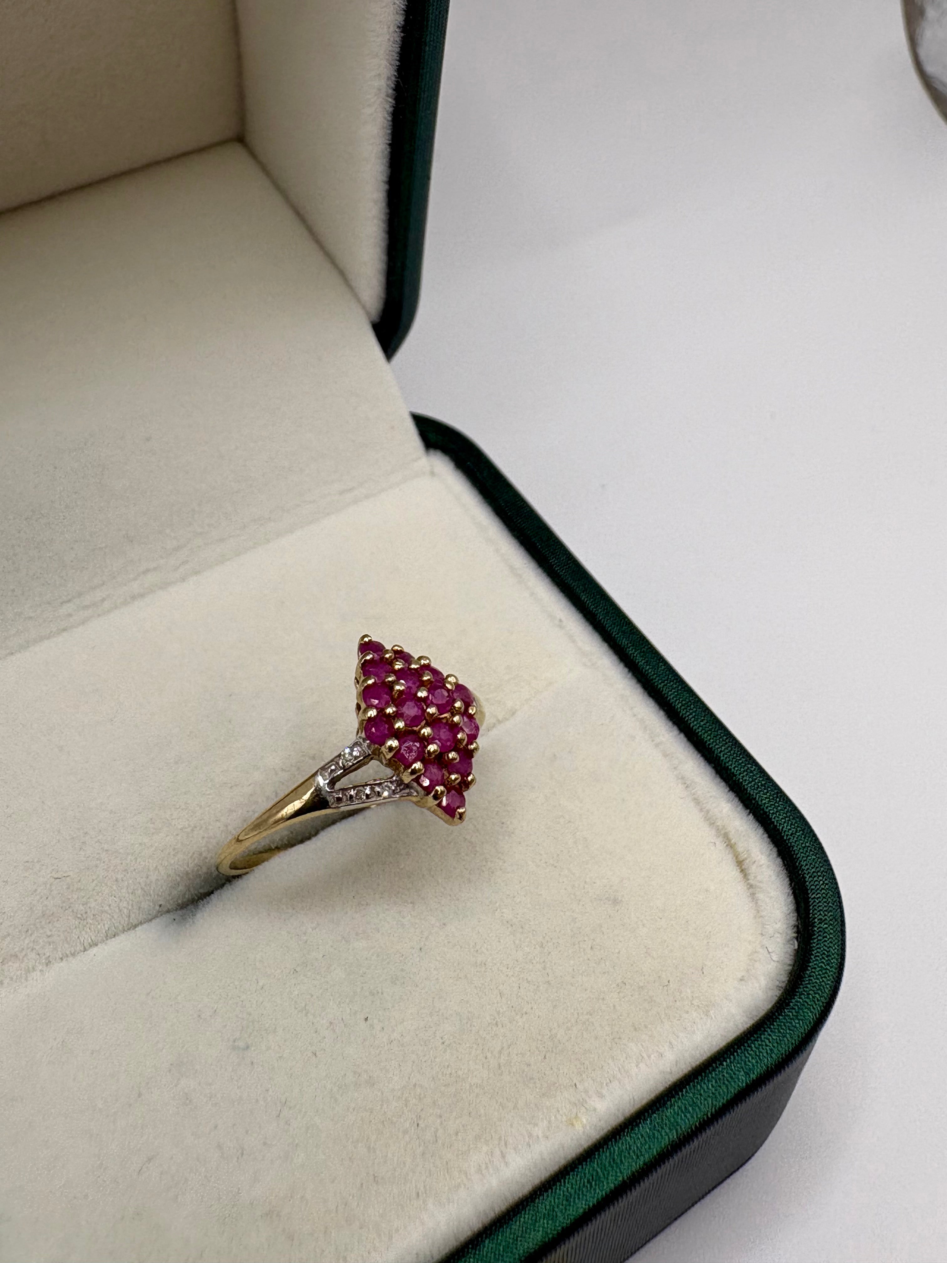 9ct gold ruby and diamond ring