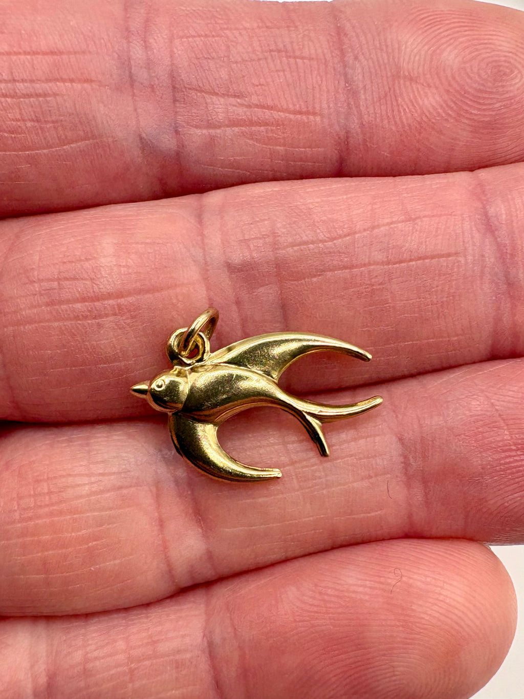 9ct gold swallow bird charm
