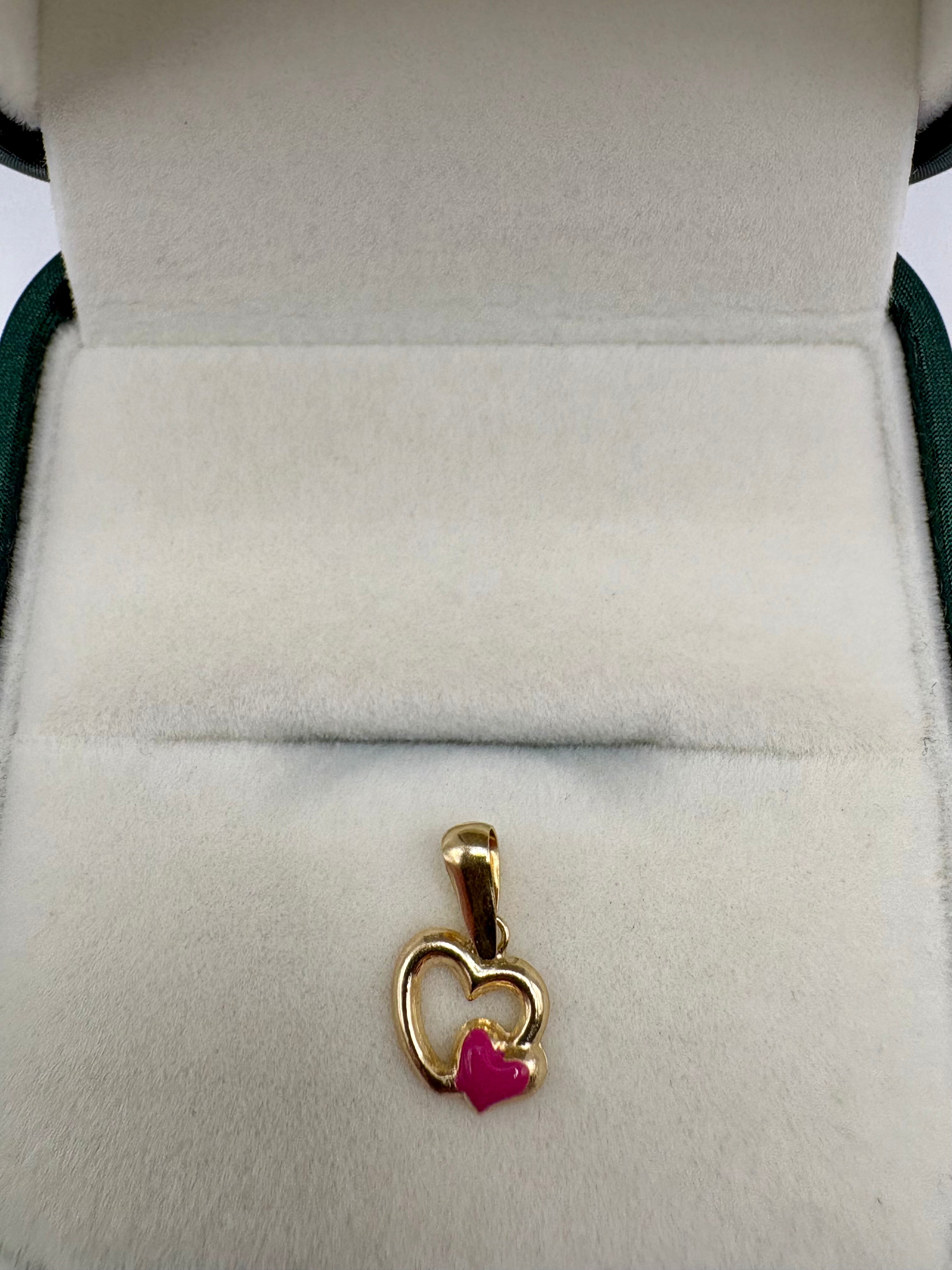 9ct gold double heart charm