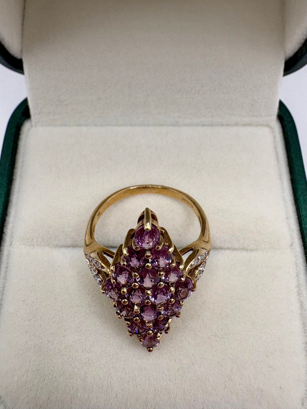 9ct gold pink topaz and diamond ring