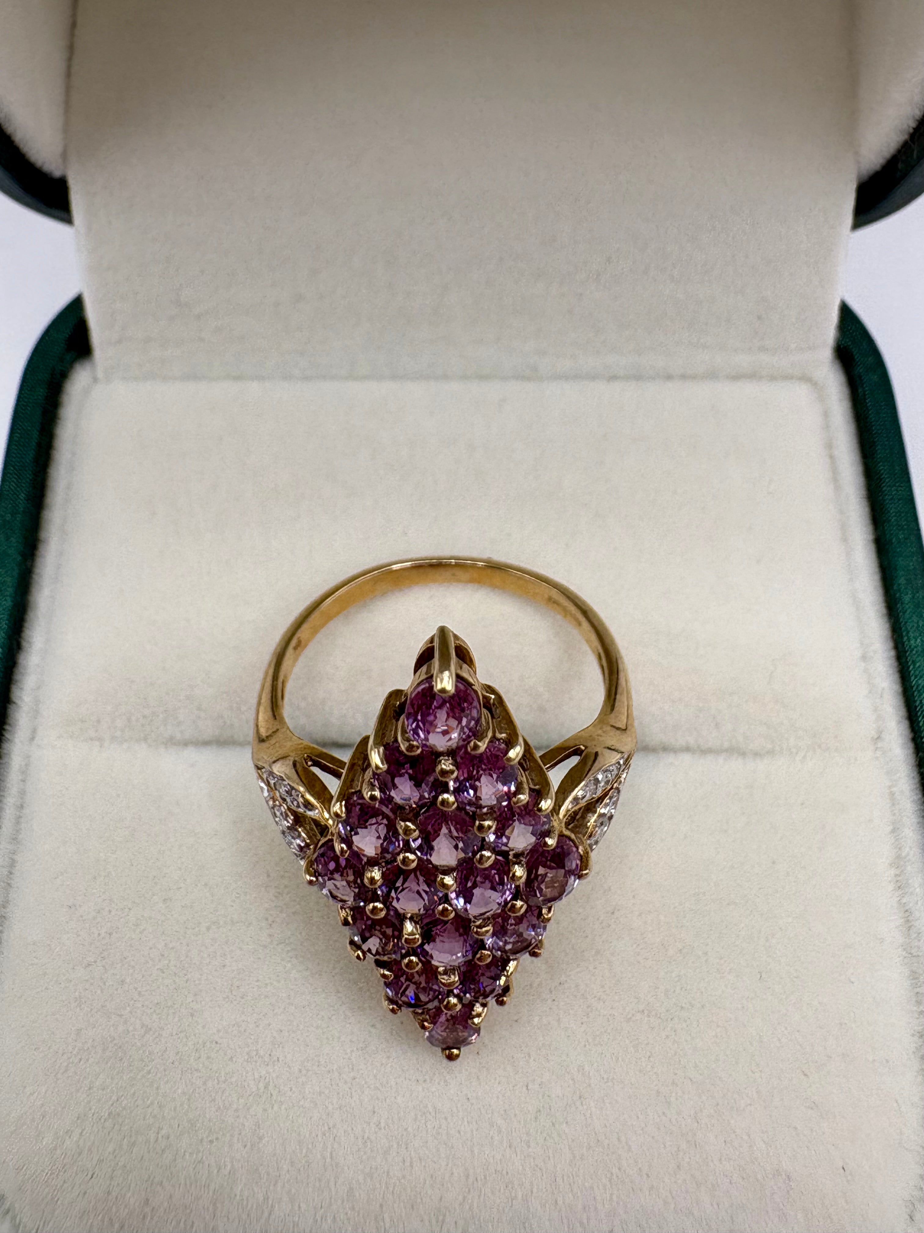 9ct gold pink topaz and diamond ring