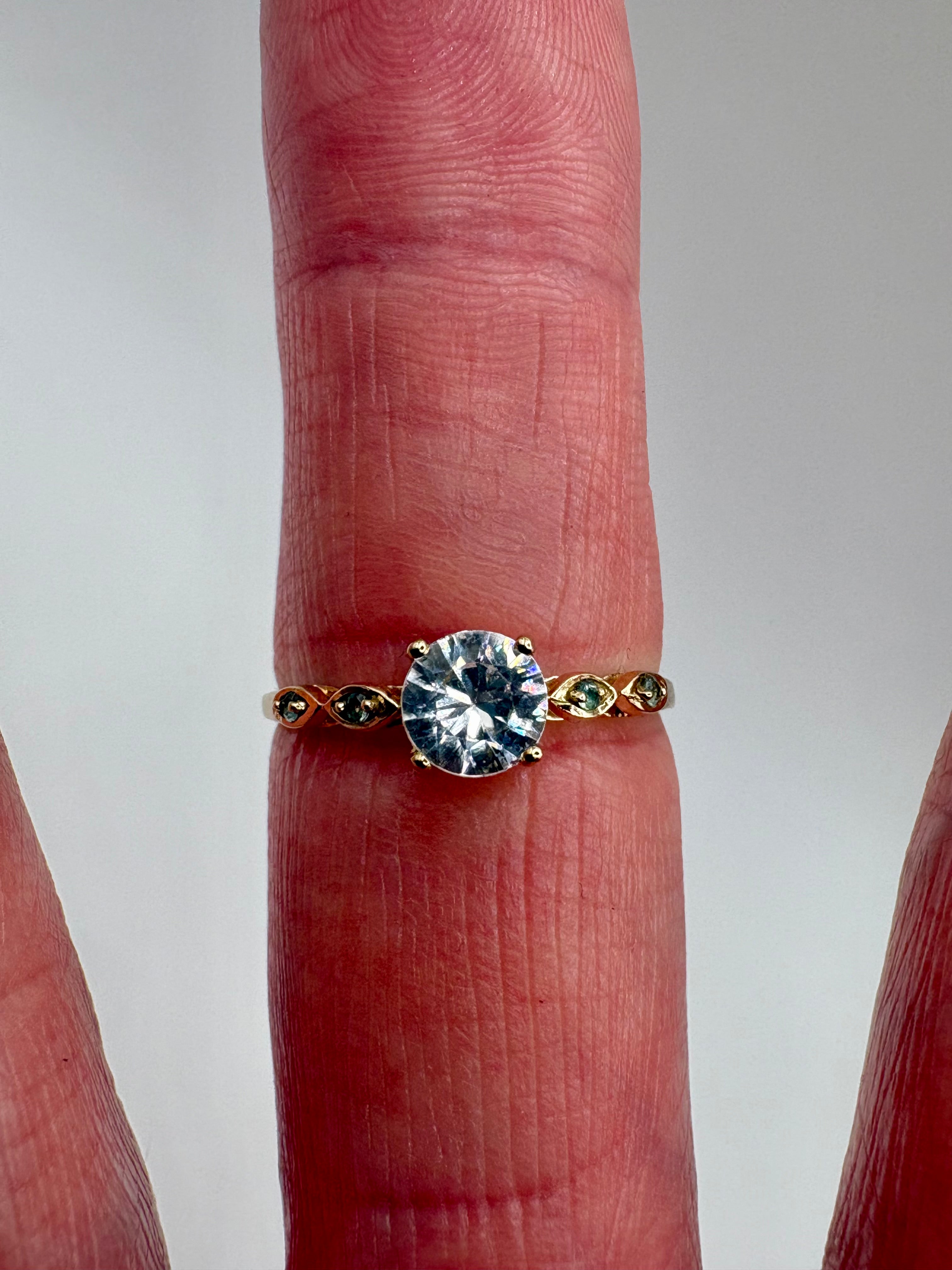 9ct white gold alexandrite and white zircon ring