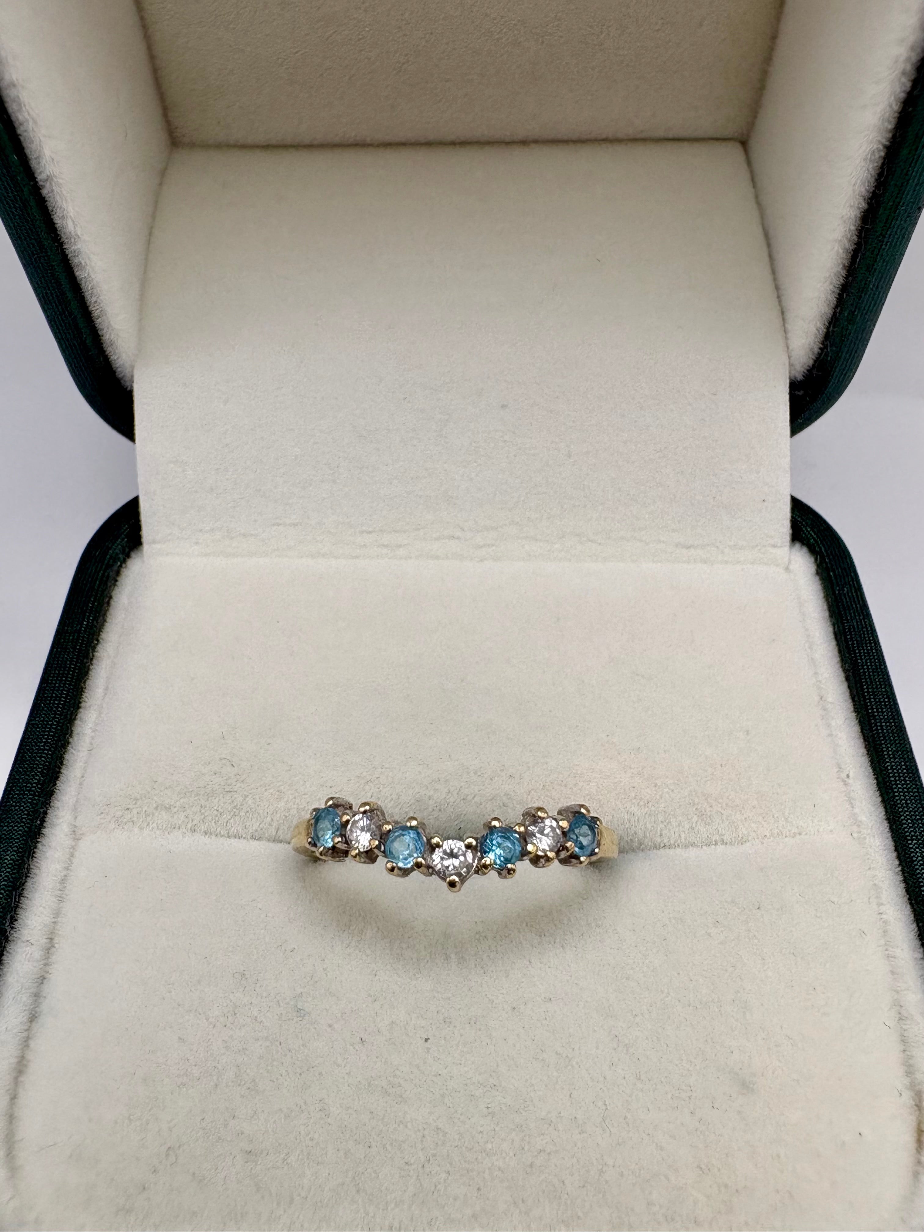 9ct gold topaz and zircon wishbone ring