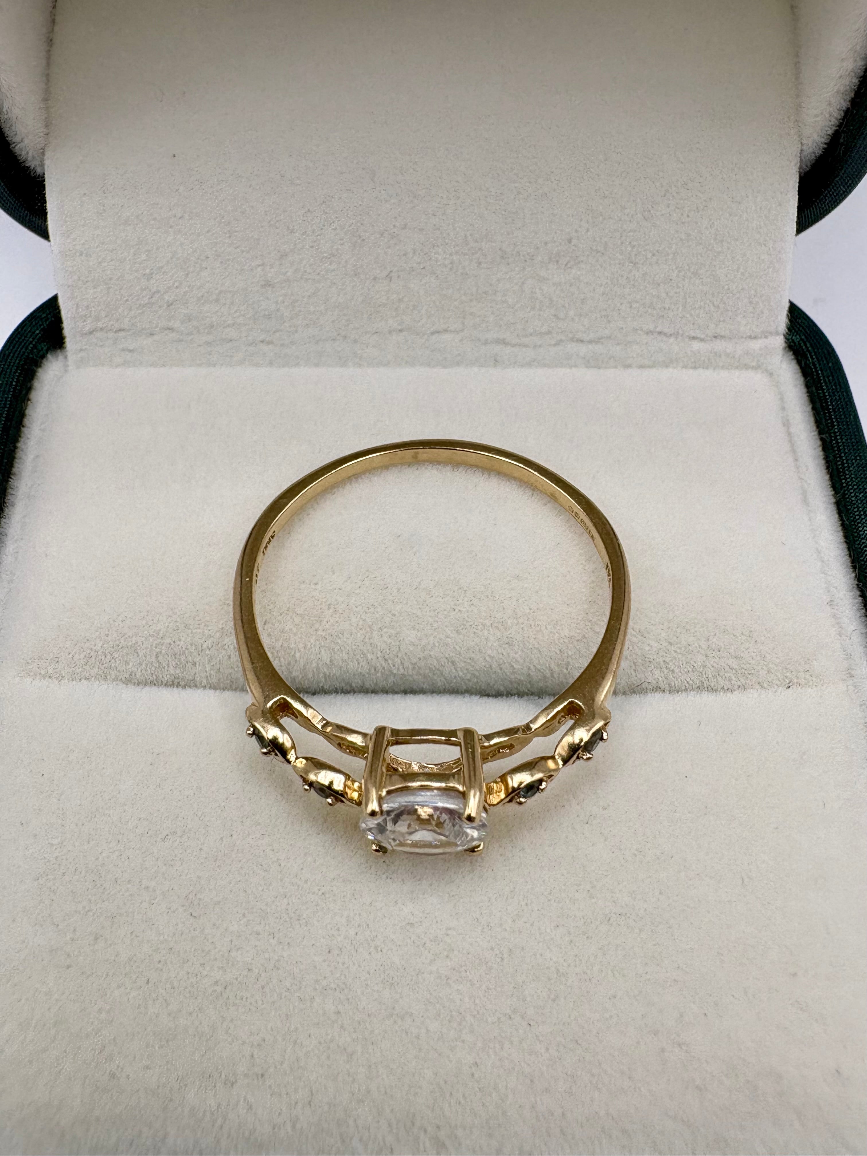 9ct white gold alexandrite and white zircon ring