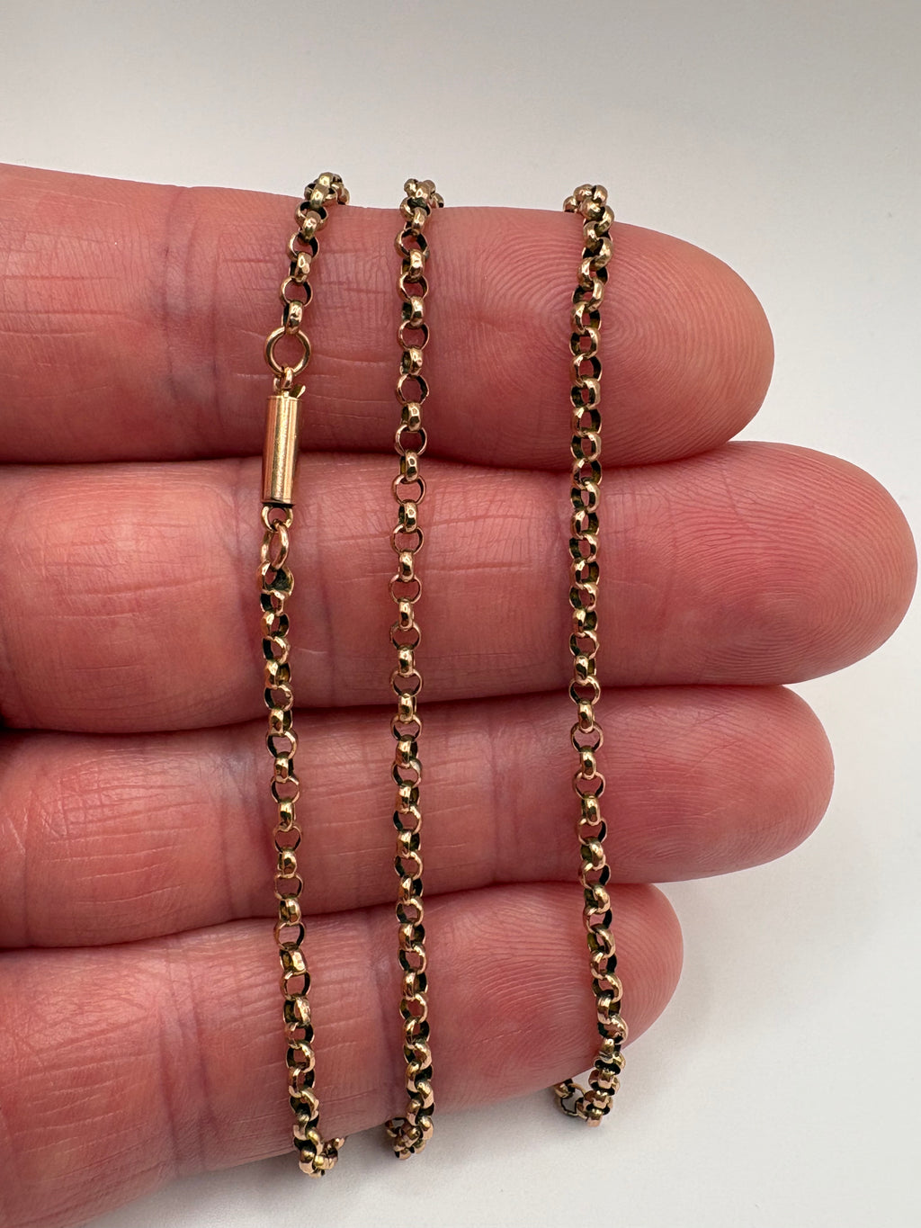 9ct gold antique 18 inch belcher chain (5)