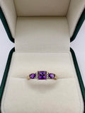 9ct gold amethyst and diamond ring