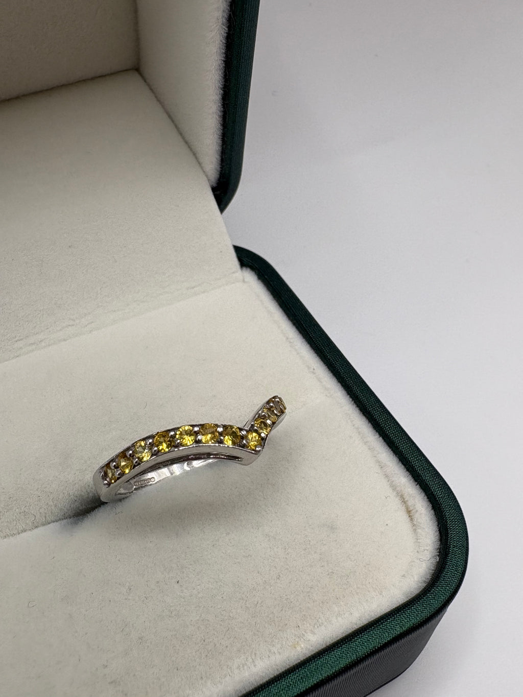 9ct white gold citrine wishbone ring
