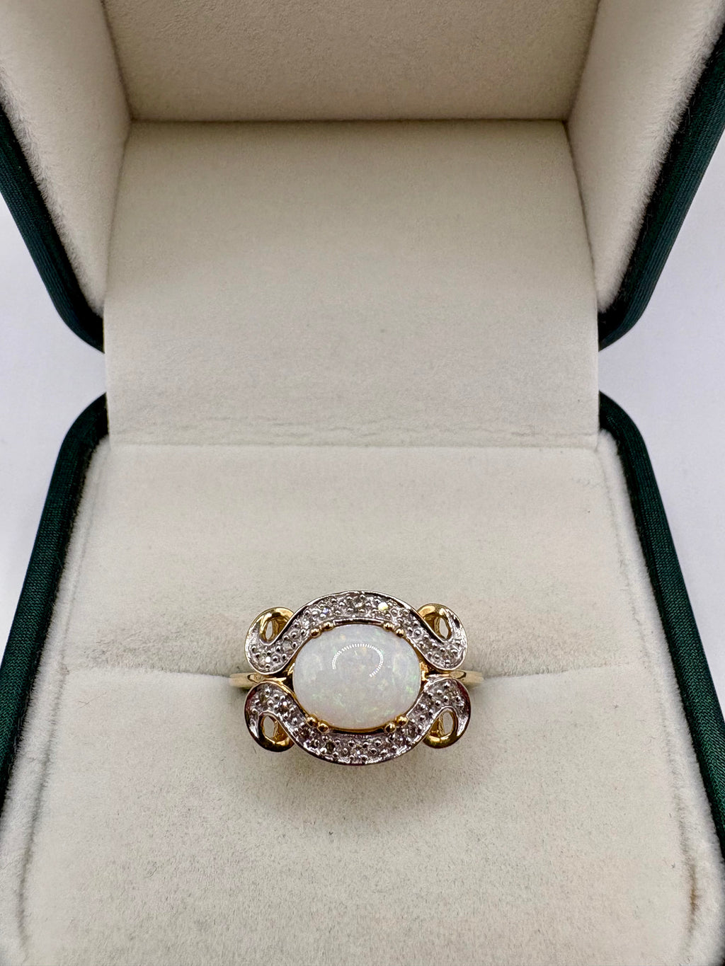 9ct gold opal and diamond ring