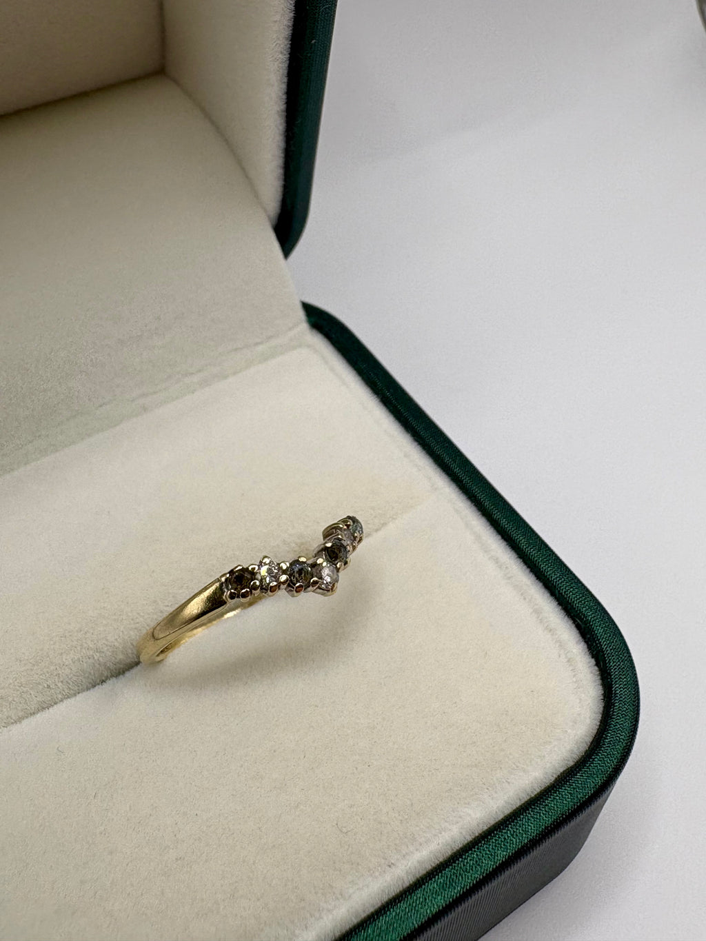 9ct gold topaz and diamond wishbone ring