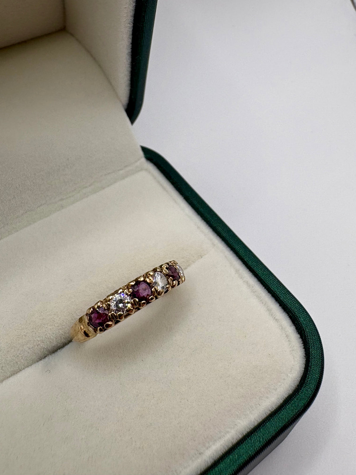 9ct gold ruby and cz ring