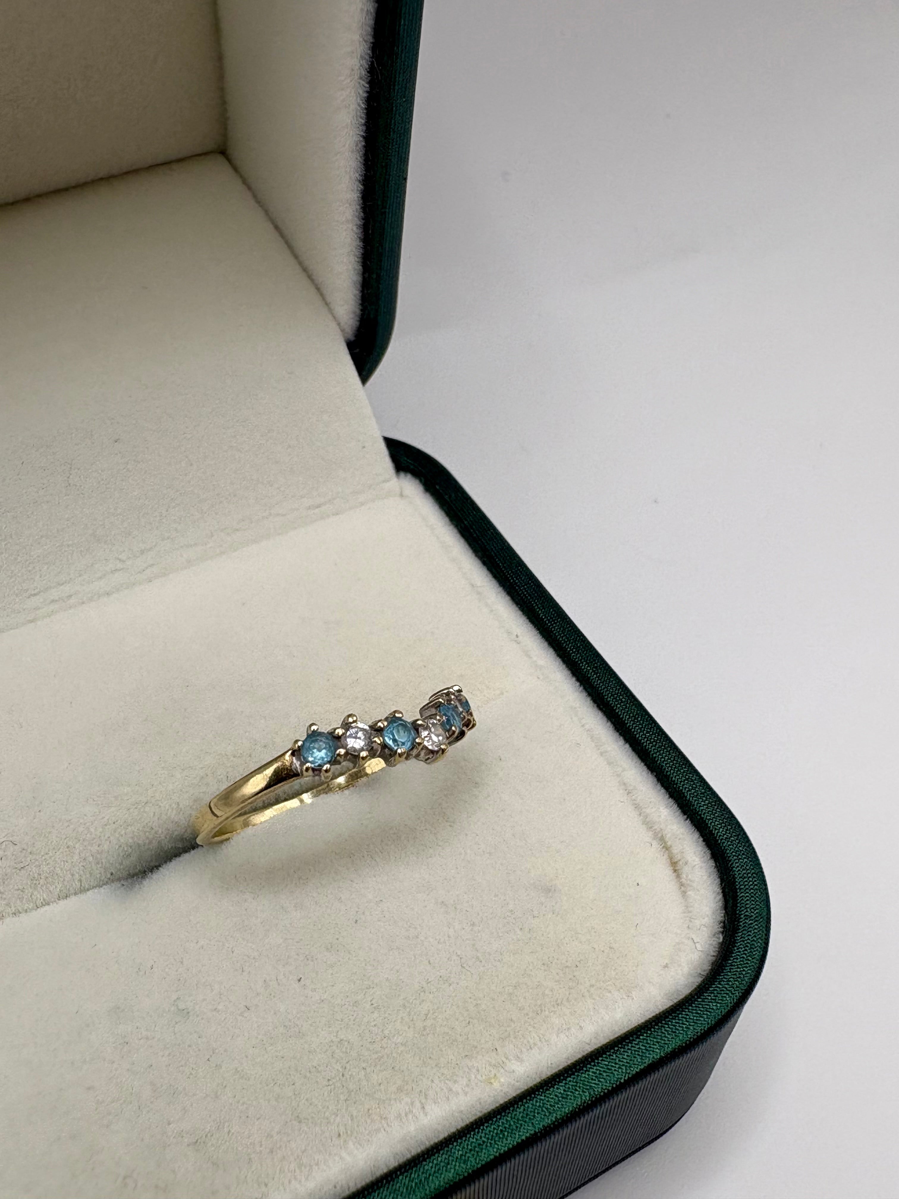 9ct gold topaz and zircon wishbone ring