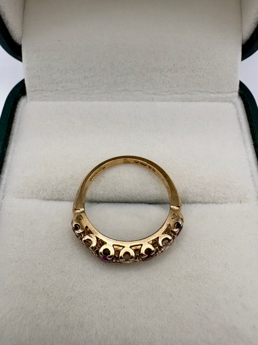 9ct gold ruby and cz ring