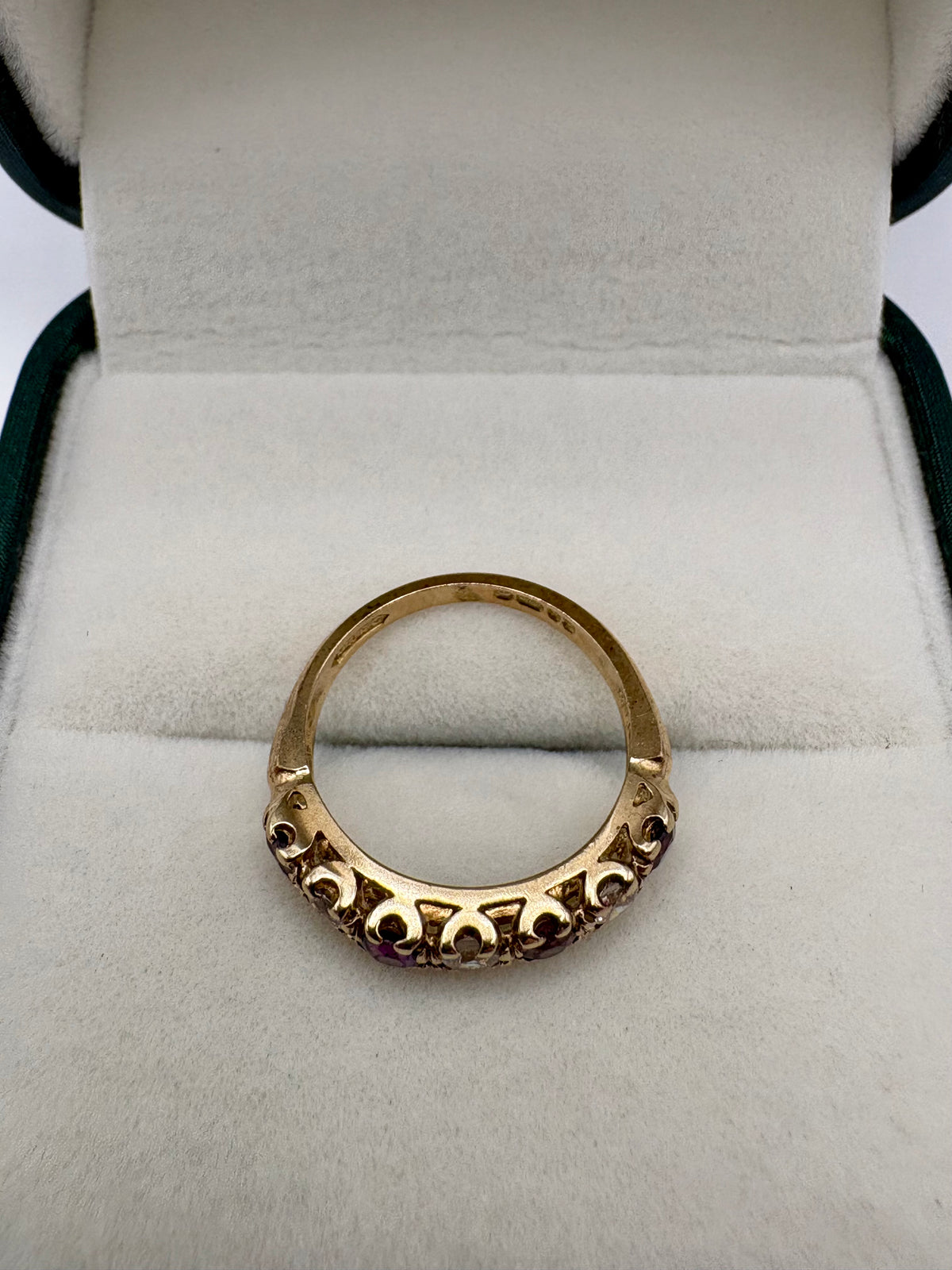 9ct gold ruby and cz ring