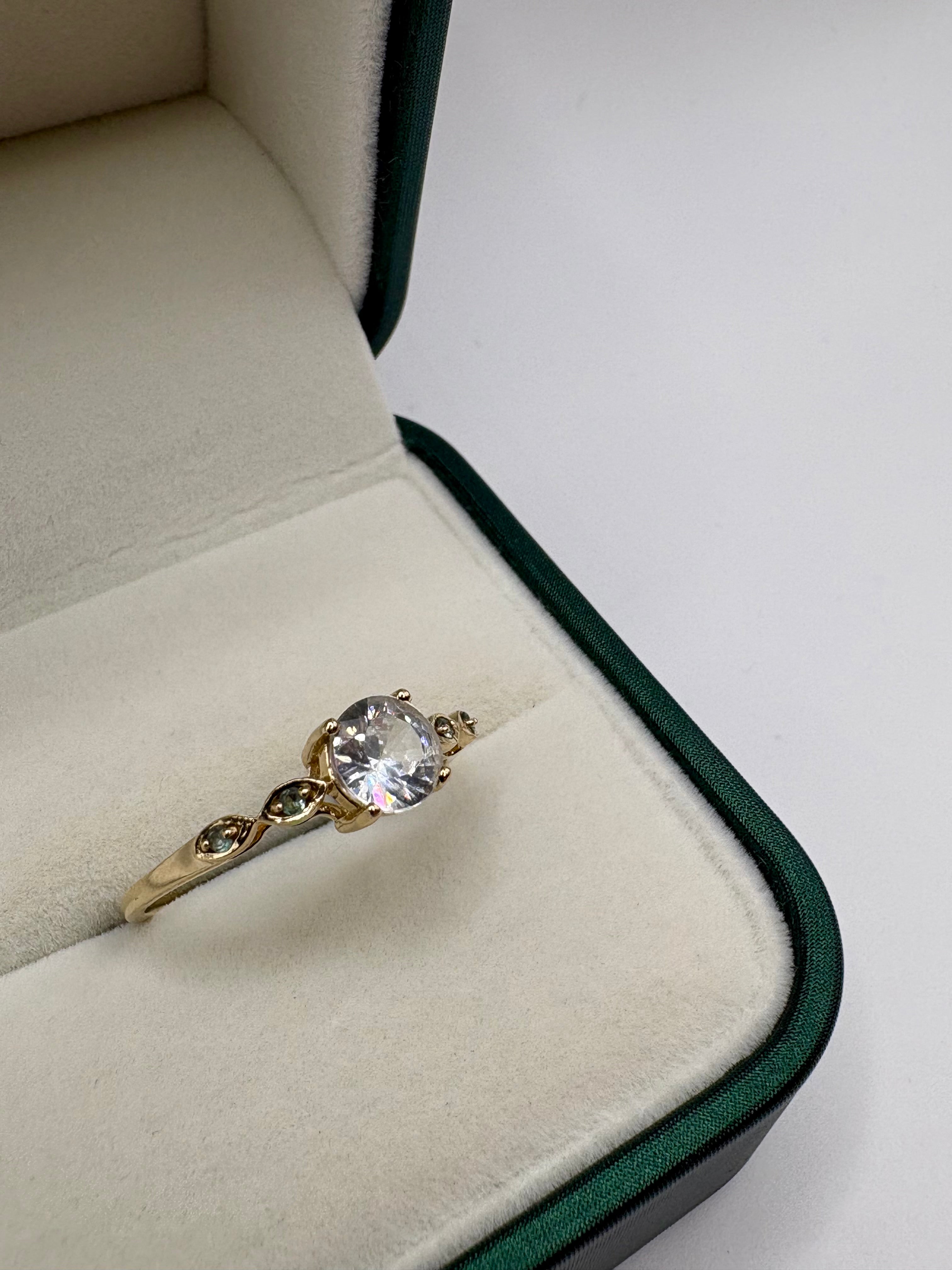 9ct white gold alexandrite and white zircon ring