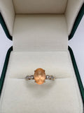 9ct gold sunstone and diamond ring