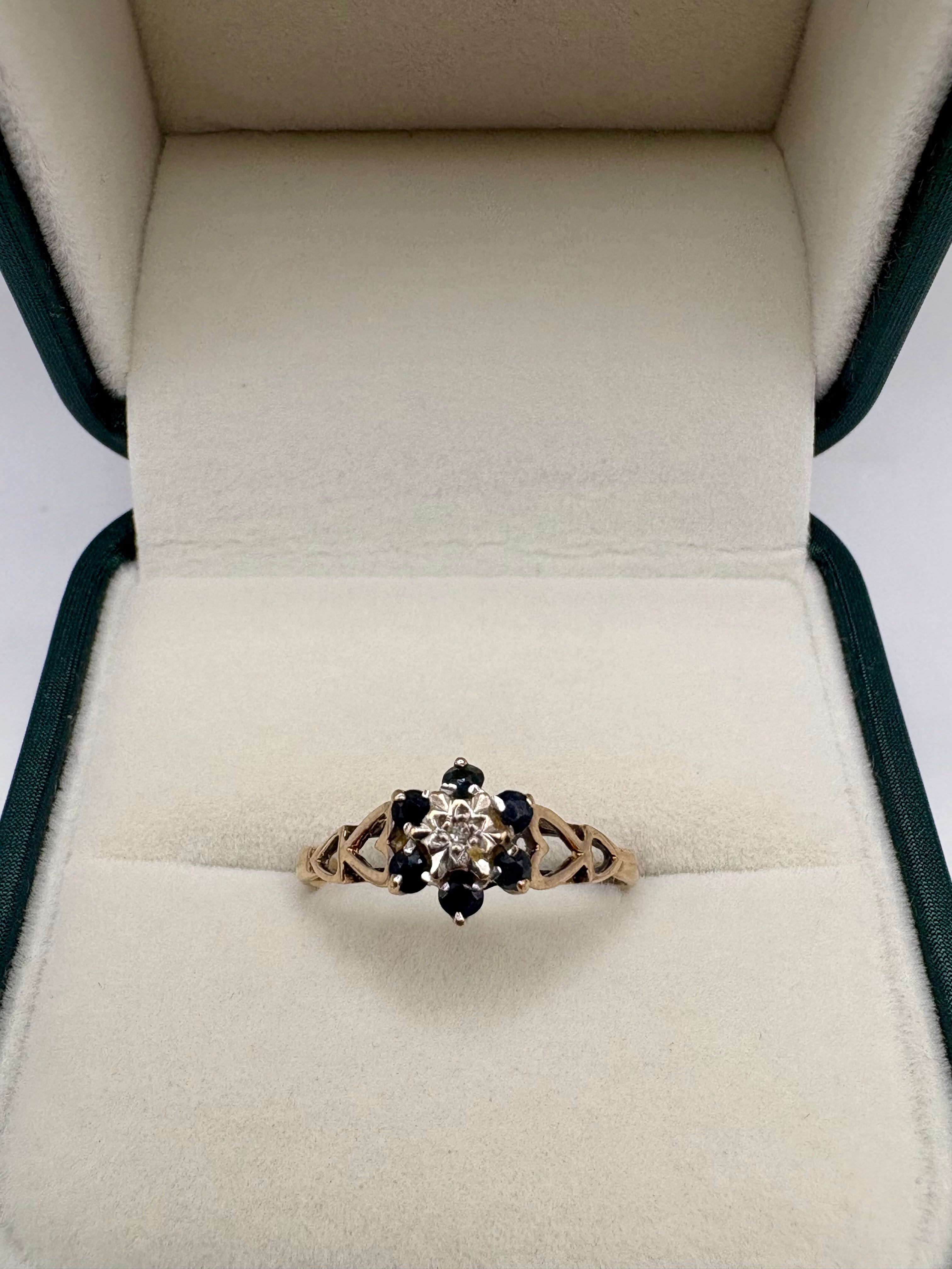 9ct gold sapphire and diamond ring