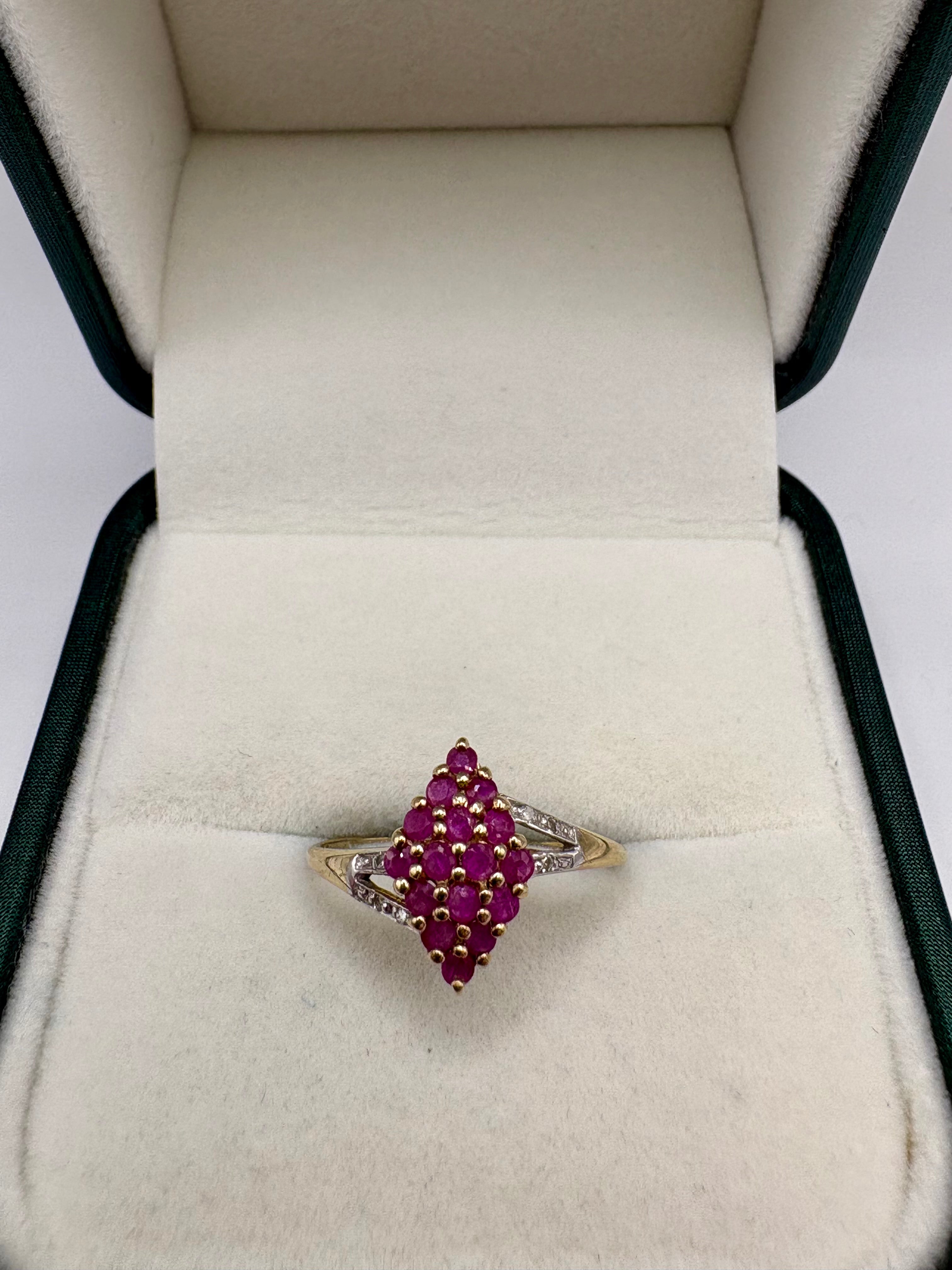 9ct gold ruby and diamond ring