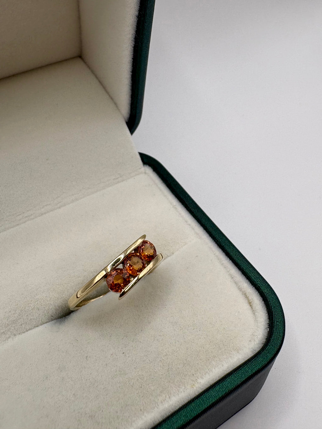 9ct gold orange sapphire ring