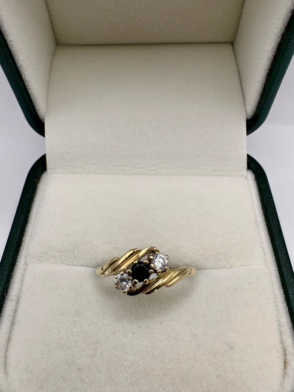 9ct gold sapphire and zircon ring
