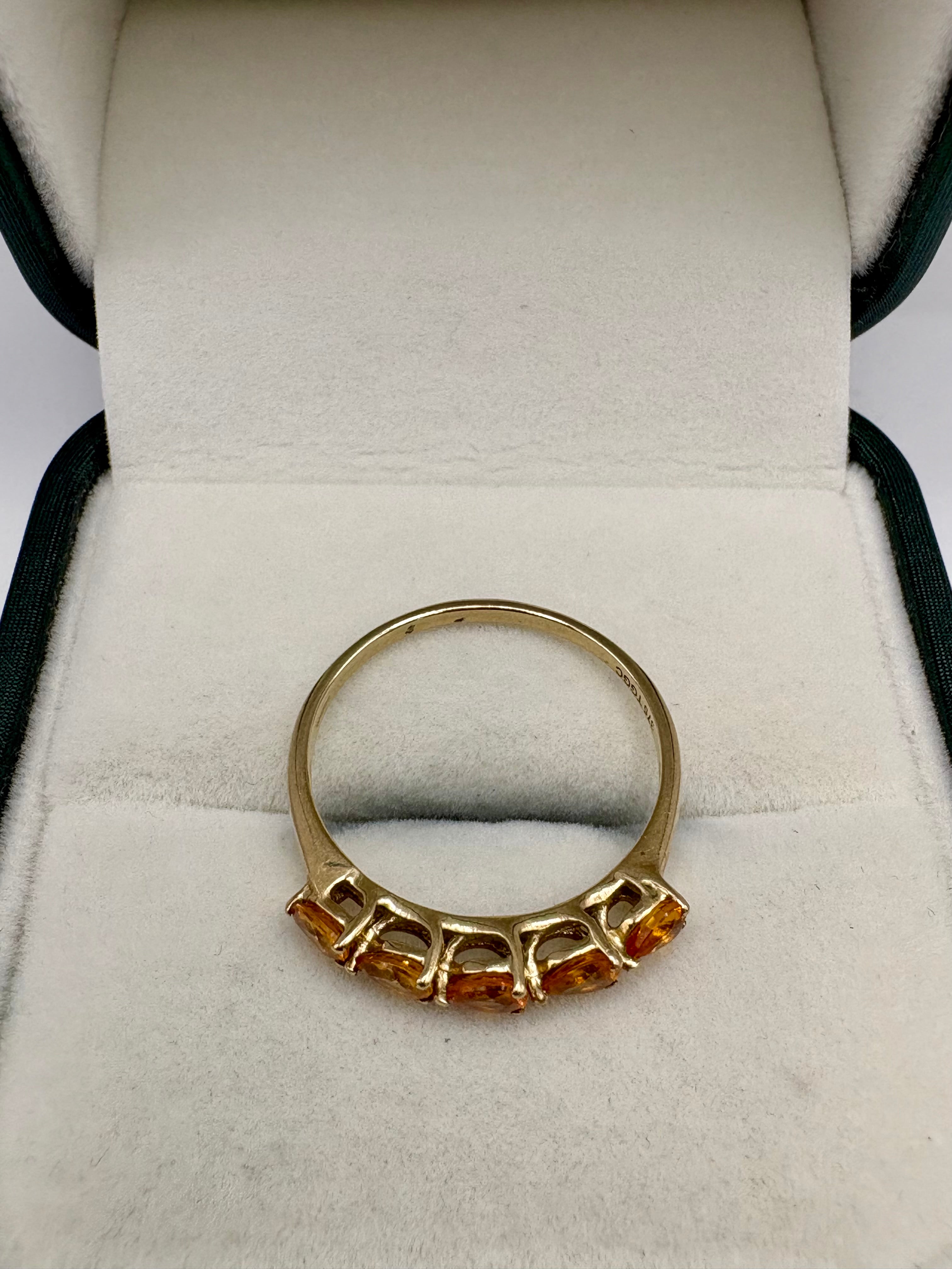 9ct gold orange sapphire ring