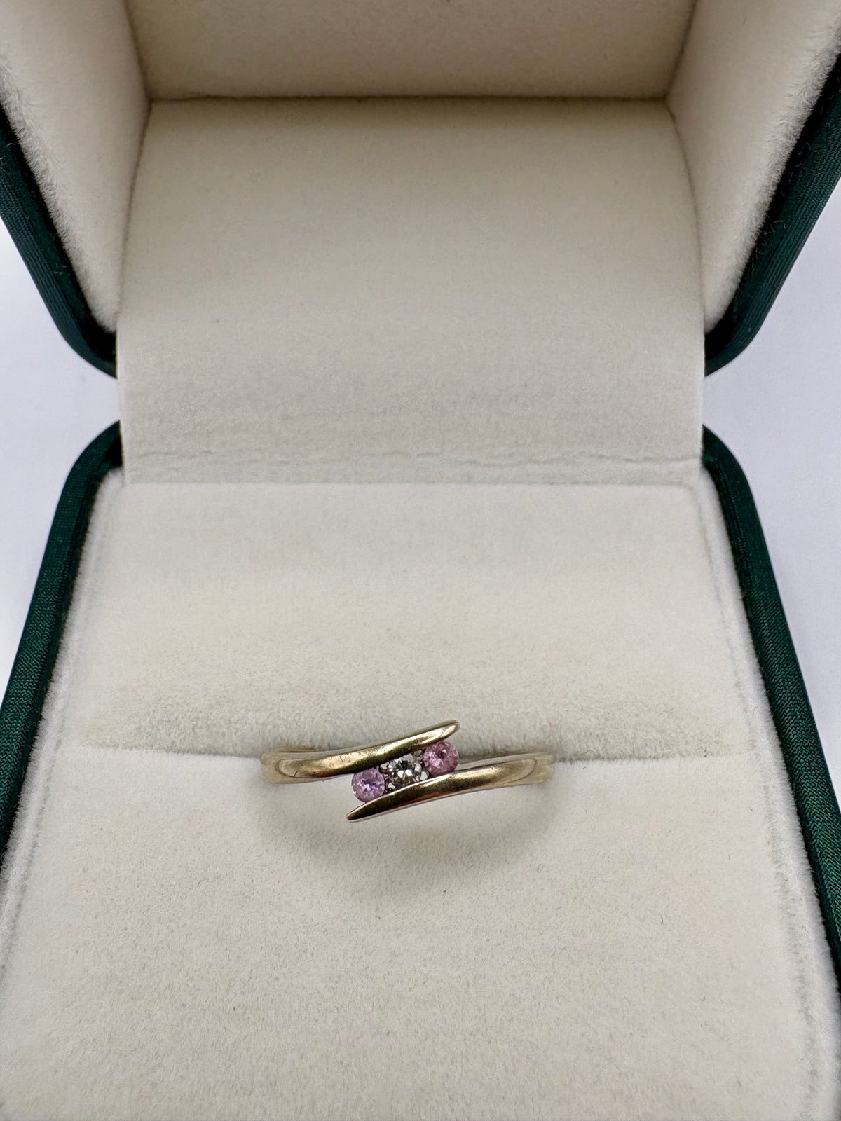 9ct gold pink sapphire and diamond ring