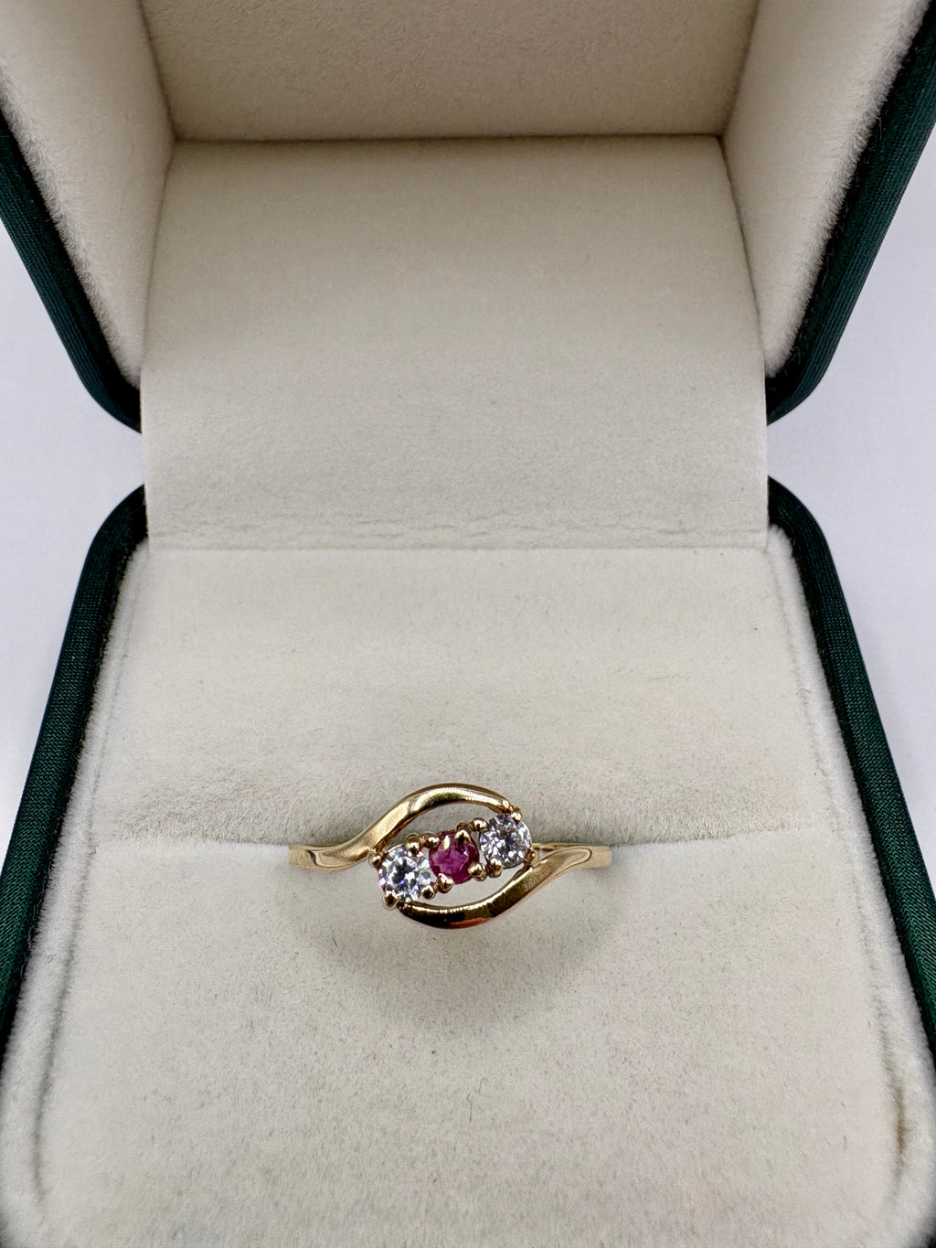9ct gold ruby and zircon ring