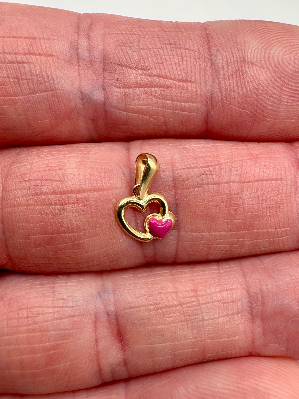 9ct gold double heart charm