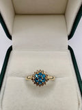 9ct gold topaz and diamond cluster ring