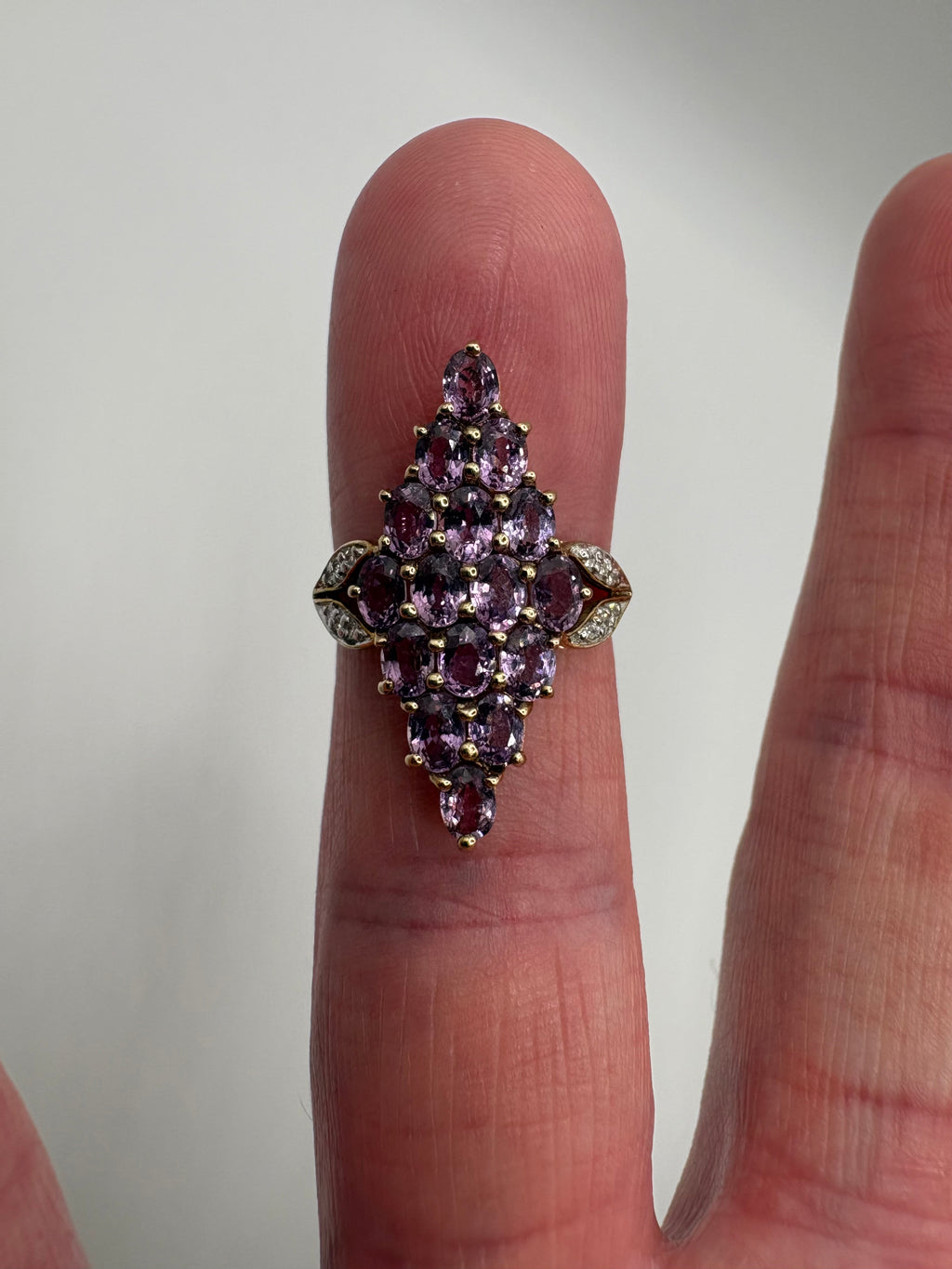 9ct gold pink topaz and diamond ring