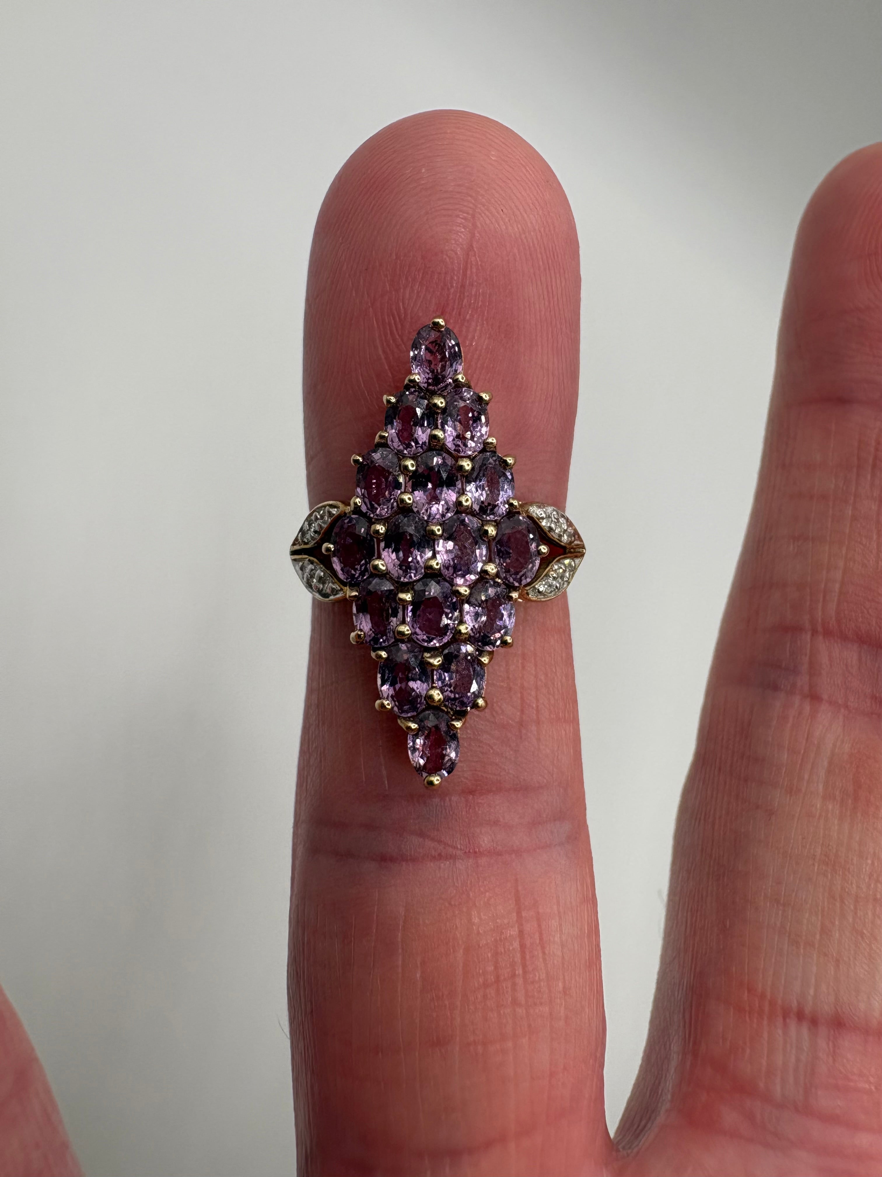 9ct gold pink topaz and diamond ring