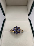 9ct gold iolite and diamond ring
