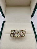 9ct gold heavy green tourmaline and diamond ring