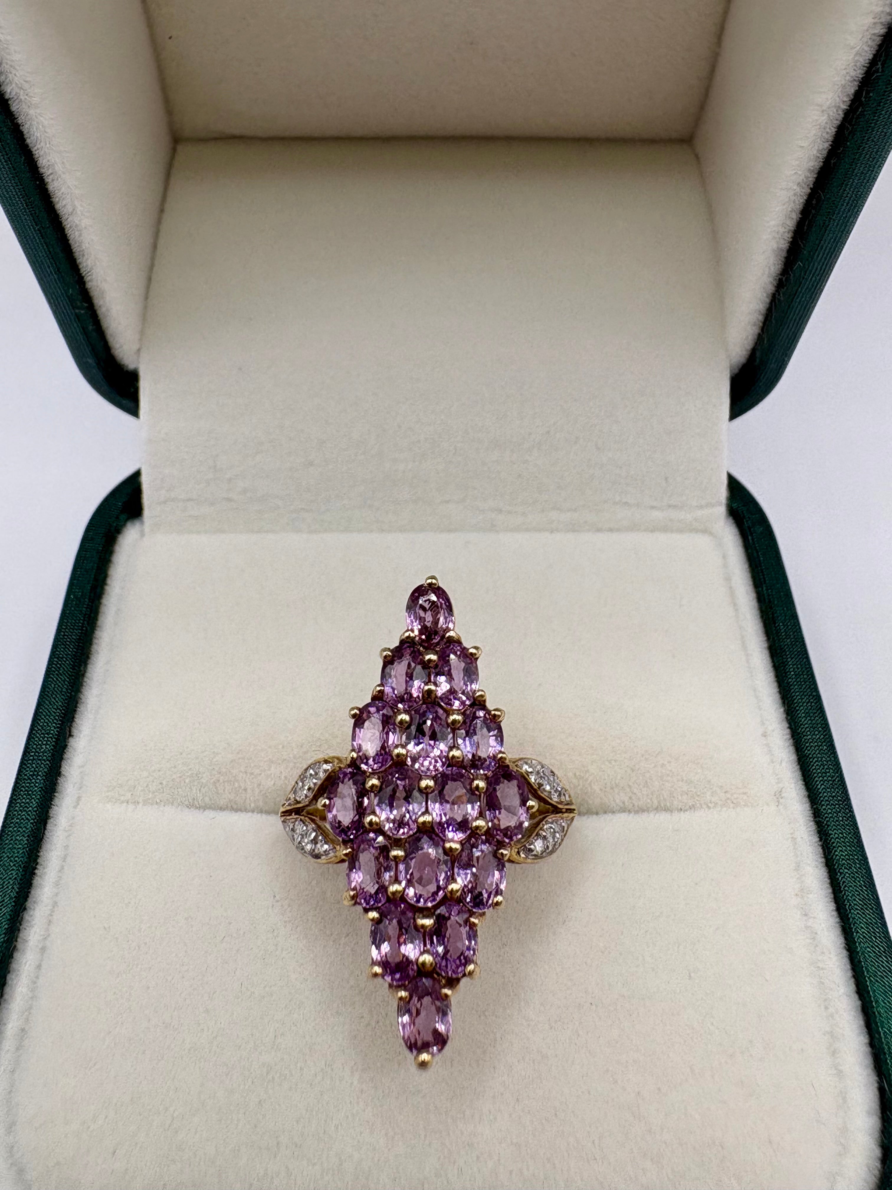 9ct gold pink topaz and diamond ring