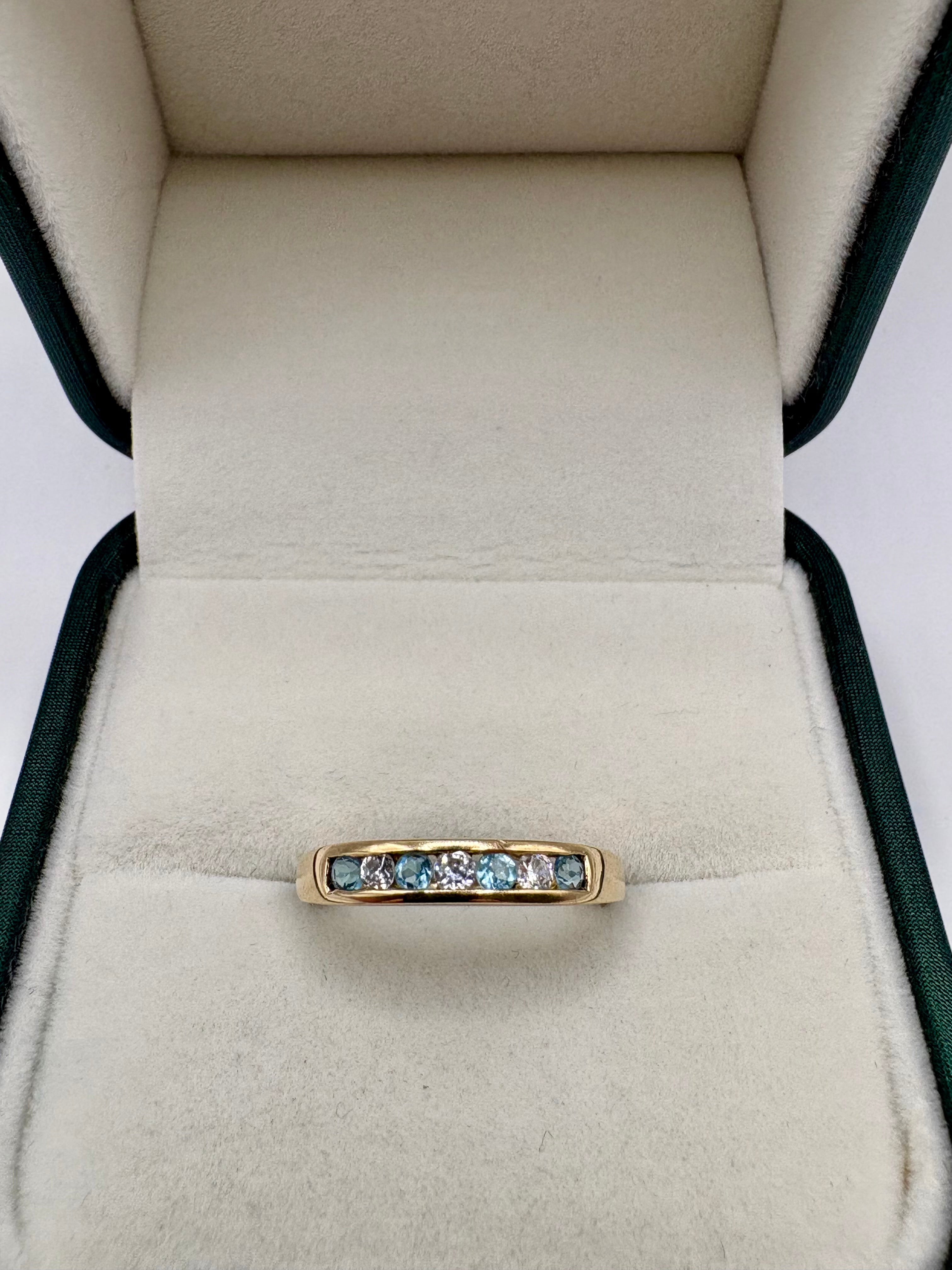9ct gold aquamarine and cz ring