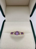 9ct gold amethyst and diamond heart ring