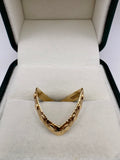 9ct gold double wishbone heart ring