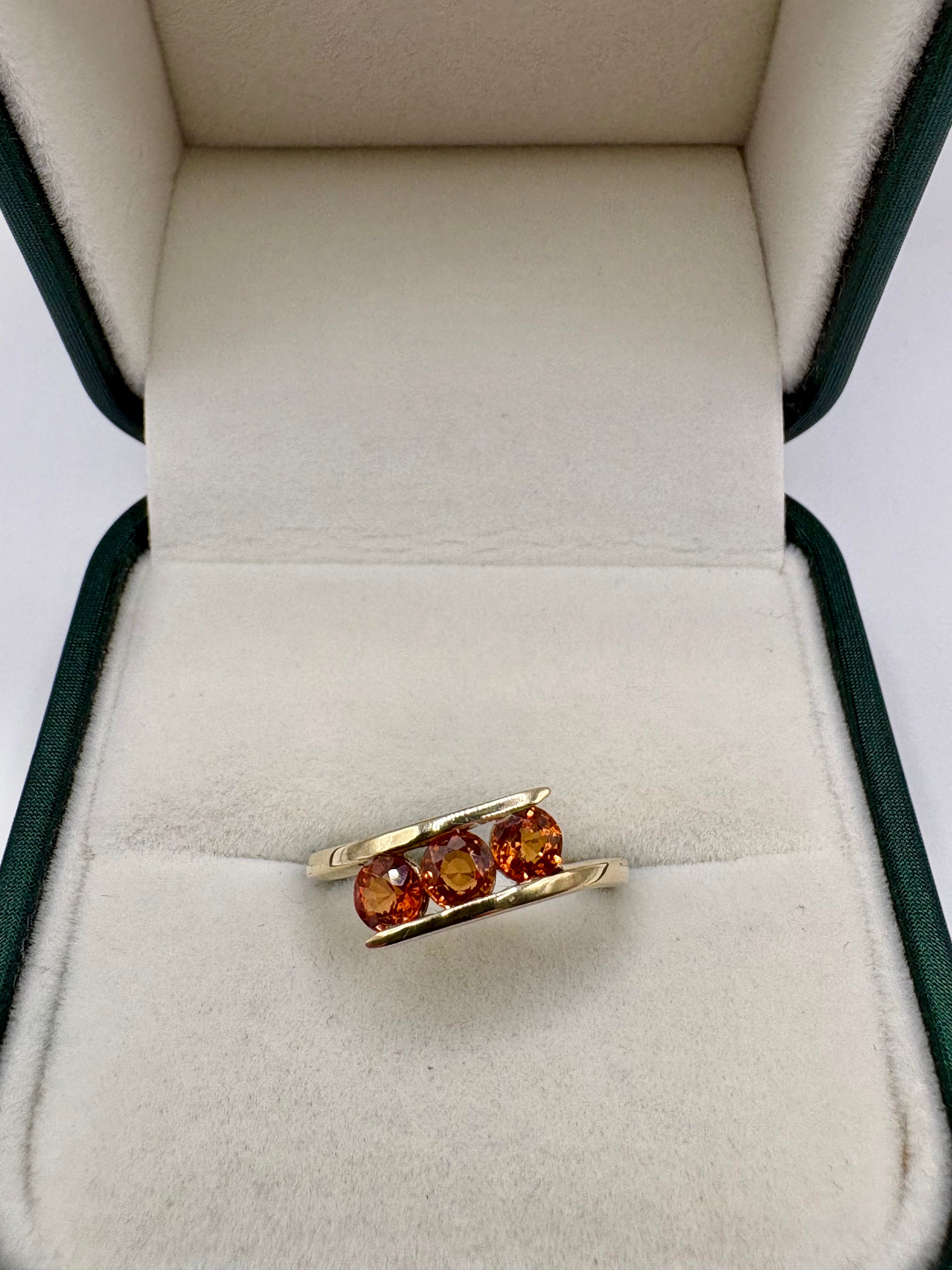 9ct gold orange sapphire ring