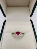 9ct gold ruby and diamond heart ring