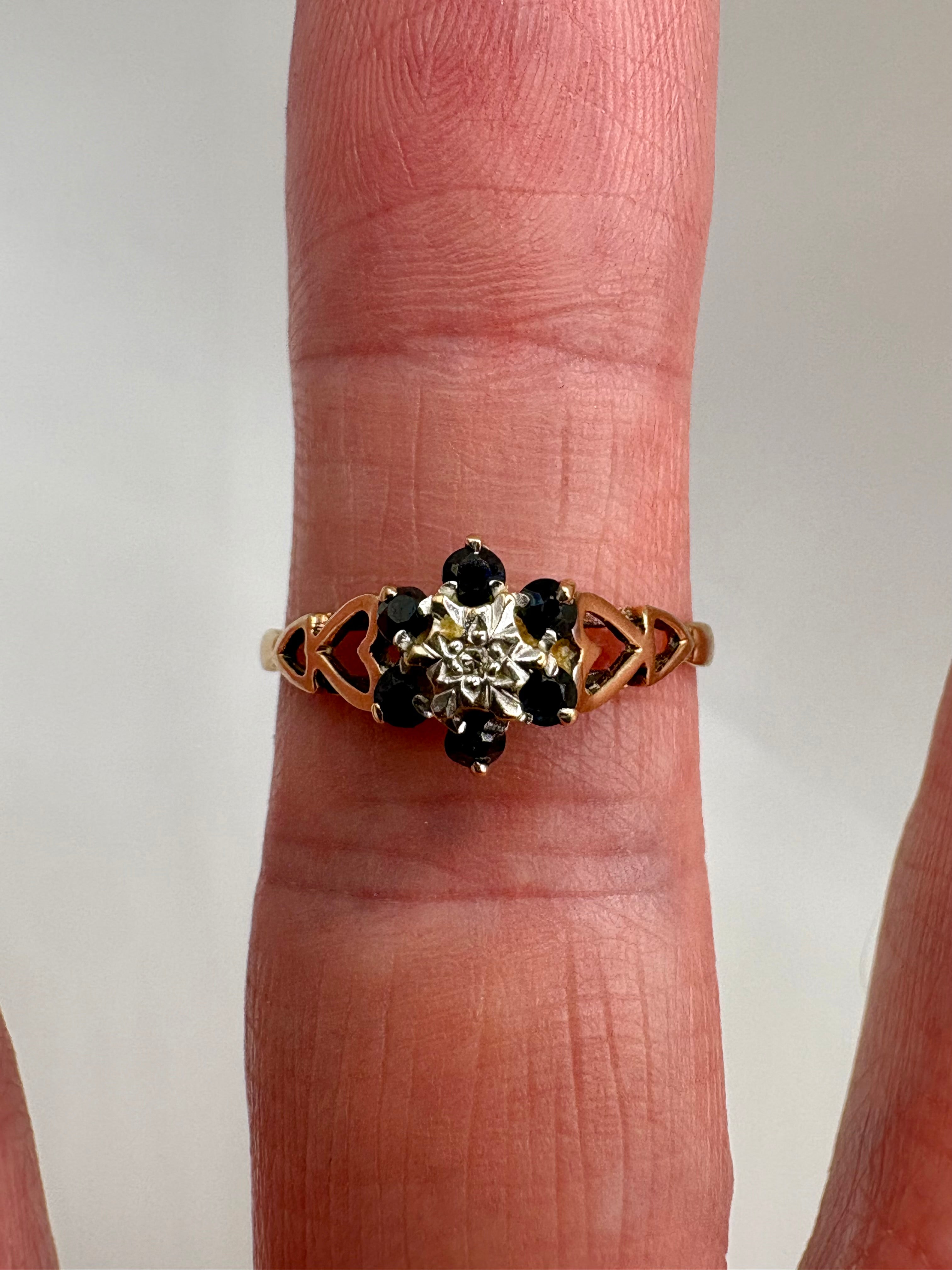 9ct gold sapphire and diamond ring