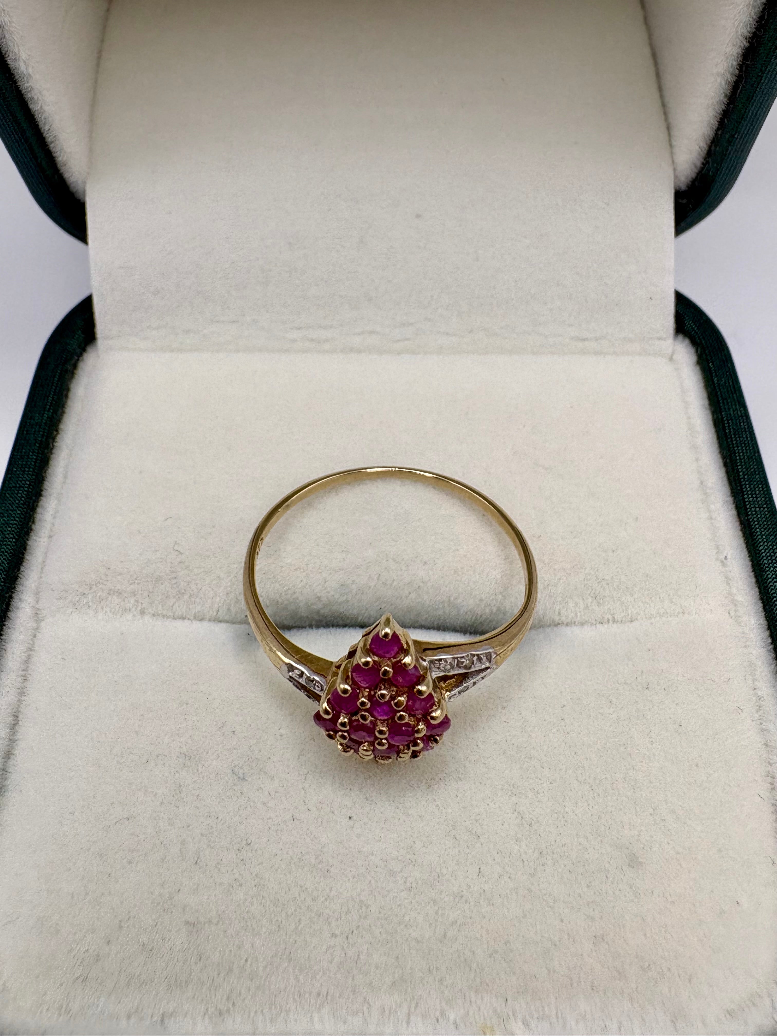 9ct gold ruby and diamond ring