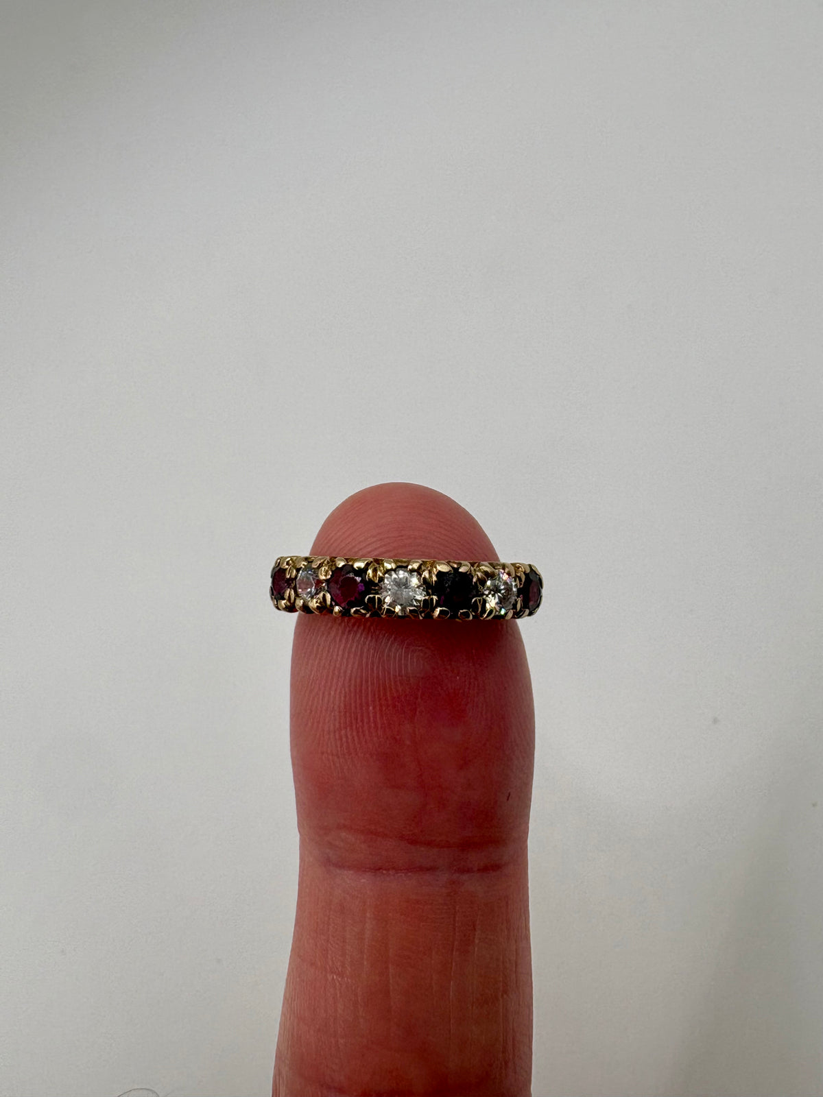 9ct gold ruby and cz ring
