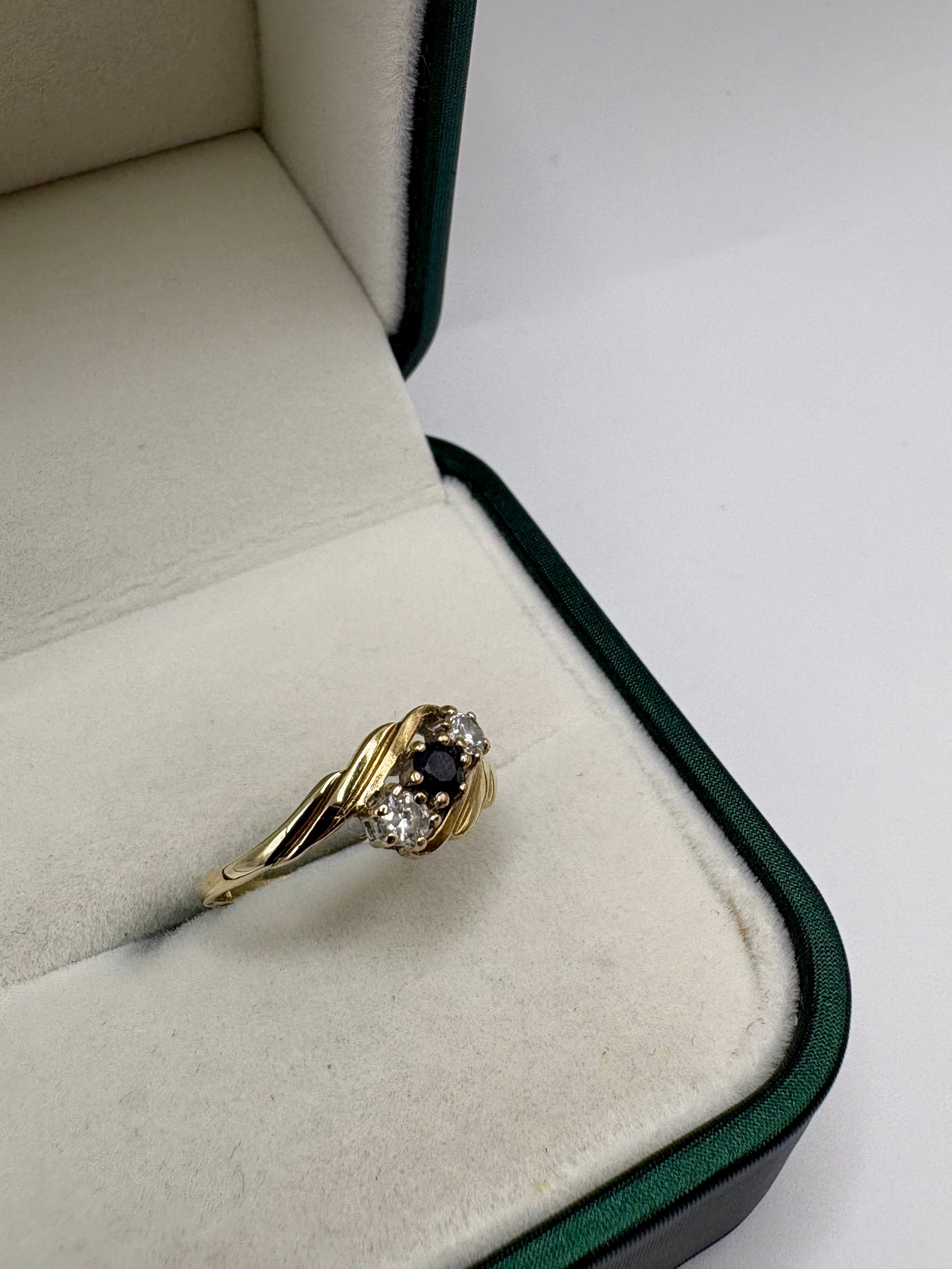 9ct gold sapphire and zircon ring