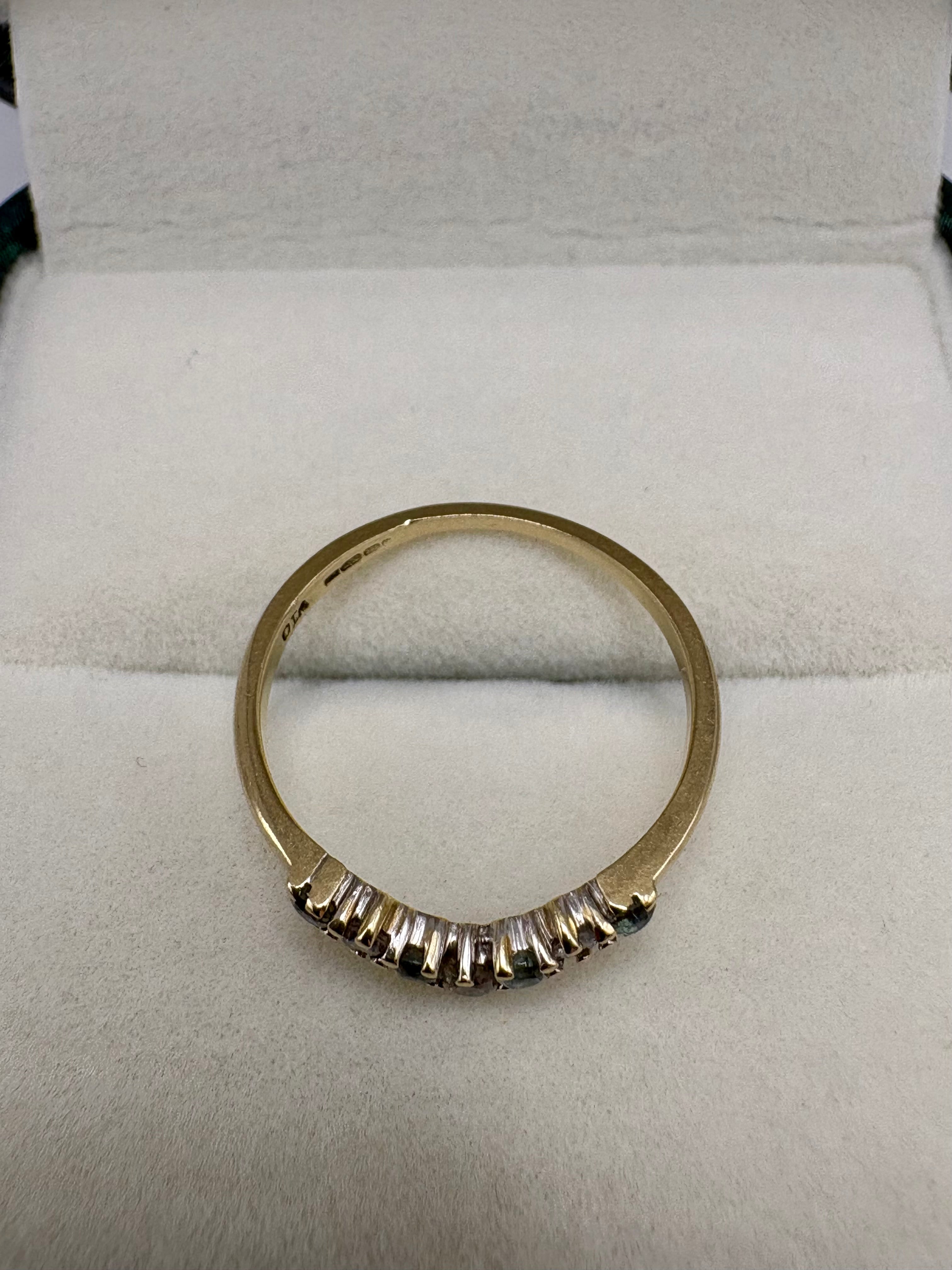 9ct gold topaz and diamond wishbone ring