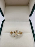 9ct gold leaf zircon ring