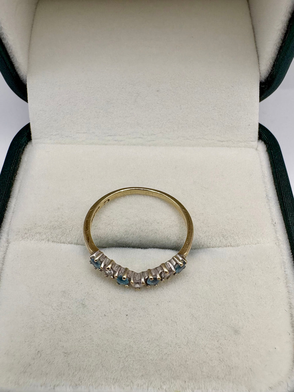 9ct gold topaz and zircon wishbone ring