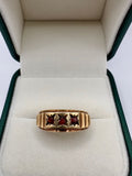 9ct gold heavy vintage garnet gypsy ring