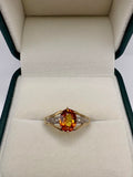 9ct gold orange sapphire and diamond ring
