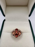 9ct gold heavy quartz and diamond ring