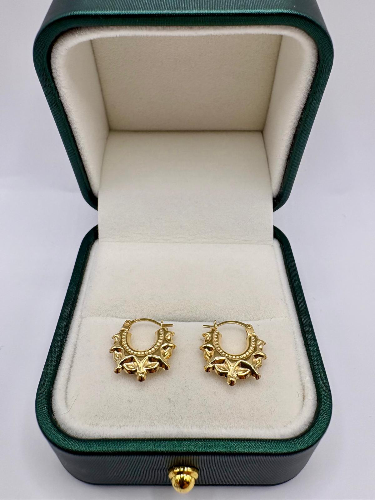 9ct gold Spike creole earrings